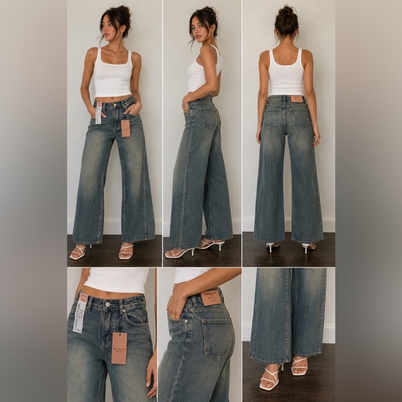 Between Us Denim - Between Us Wide Leg High Rise Jeans Blue Wash NWT Size 5